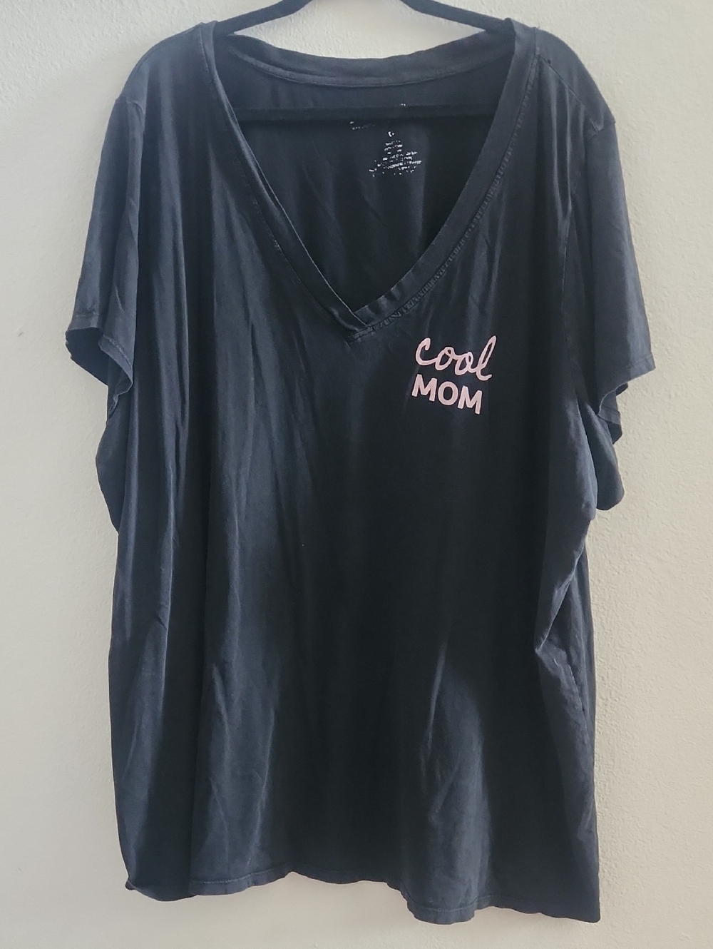 Mean Girls Black V-Neck Tee with 'Cool Mom' Pink Script